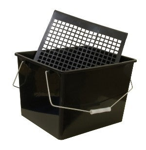 Cubeta negra doble asa acero con rejilla plástico 16L
